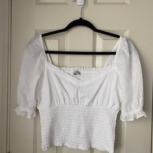 Abercrombie Short-Sleeve Smocked Waist Top - White